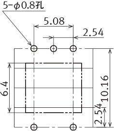 DIP6WIDE端子型 印刷电路板加工图(BOTTOM VIEW)