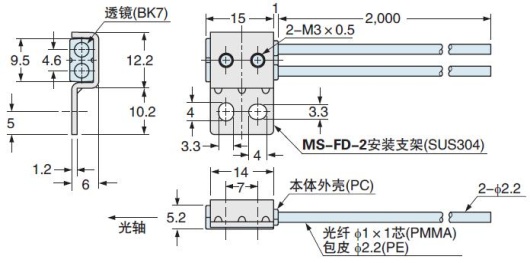 FR-Z50HW 附安装用支架(MS-FD-2)安装图