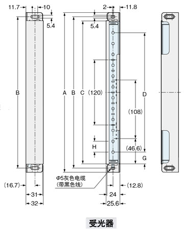 下图所示为金属保护外壳MS-SF4BCH□(另售)(注1)与标准安装支架MS-SF4BC-1(另售)的状态。