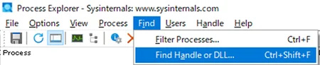 Process Explorer - Find Handle or DLL